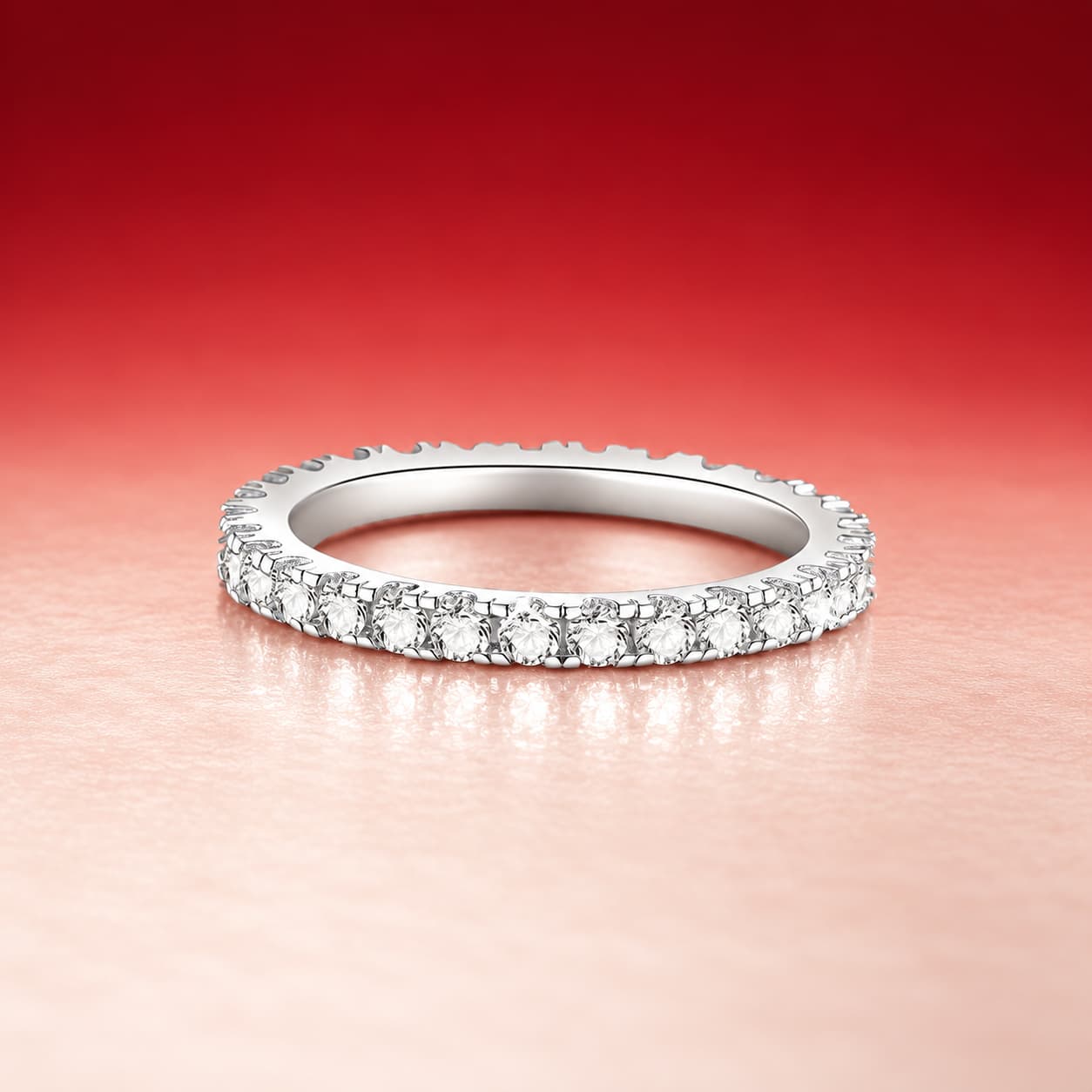 Luna Series · Round Pavé Eternity Band — 925 Sterling Silver — image 3