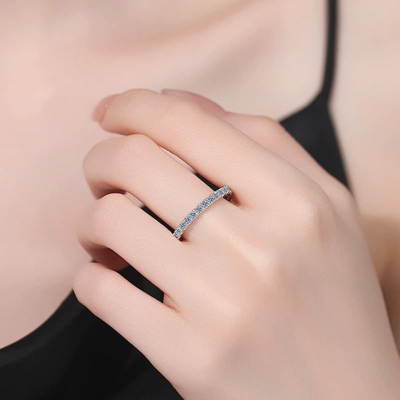 Luna Series · Round Pavé Eternity Band — 925 Sterling Silver — image 2