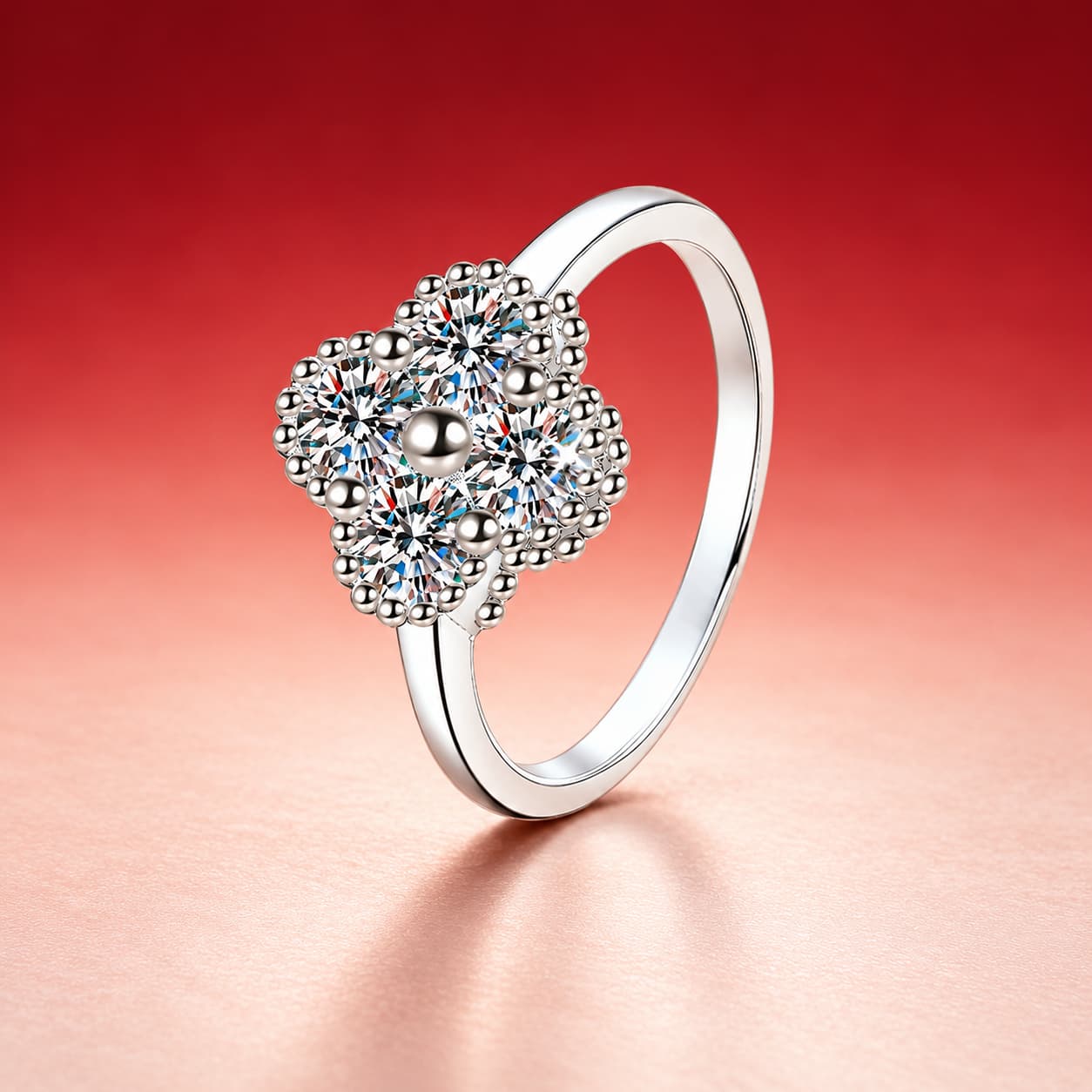 Luna Series · Clover-Cluster Ring — 925 Sterling Silver — image 1