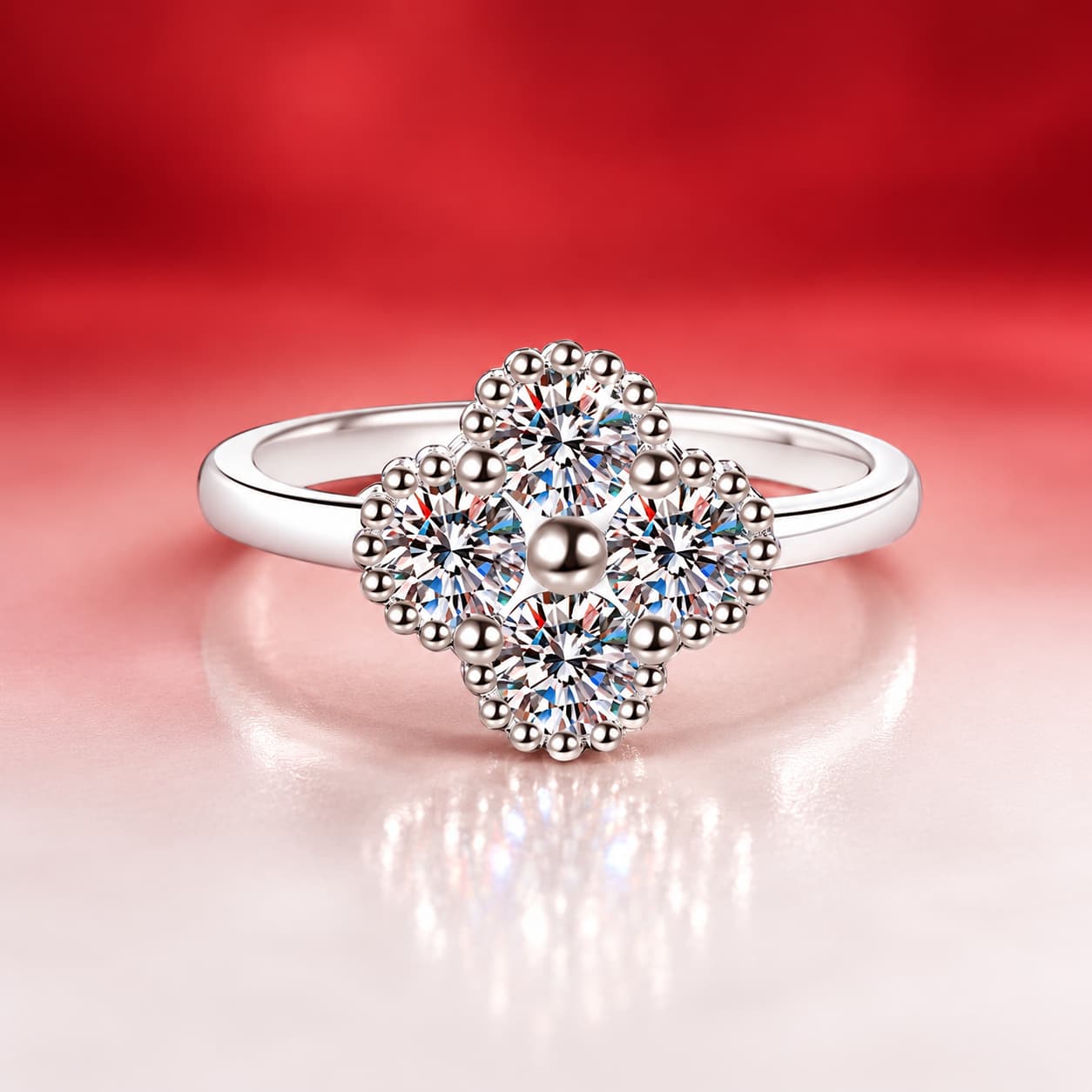 Luna Series · Clover-Cluster Ring — 925 Sterling Silver — image 3