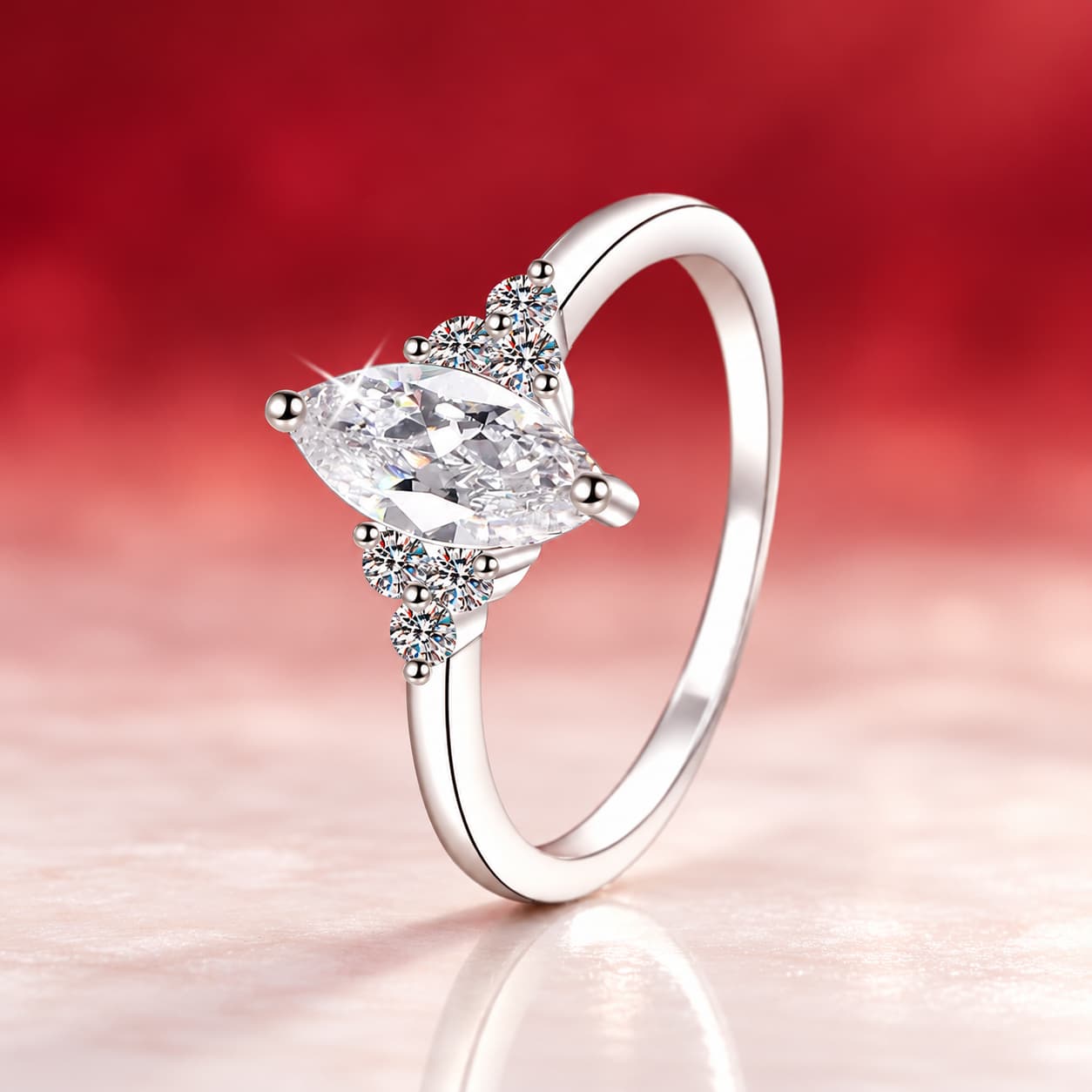 Luna Series · Marquise Solitaire Ring — 925 Sterling Silver — image 3