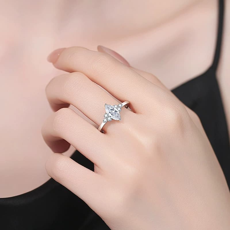 Luna Series · Marquise Solitaire Ring — 925 Sterling Silver — image 2