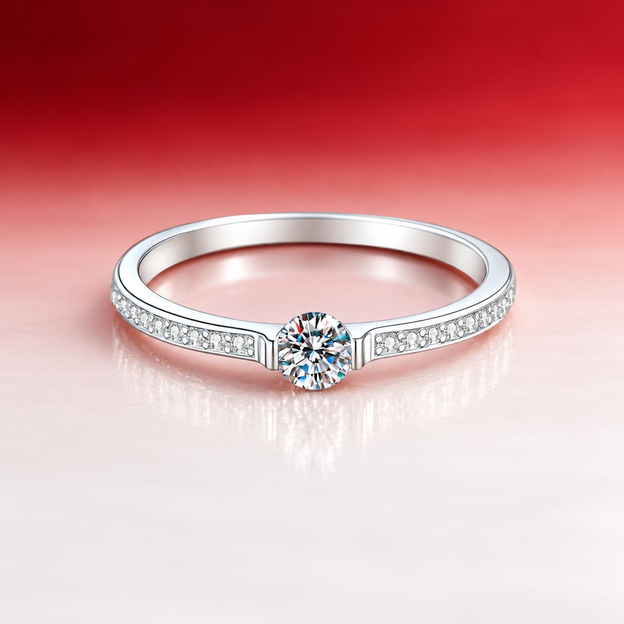 Luna Series · Round Halo Pavé-Shoulder Ring — 925 Sterling Silver — image 3