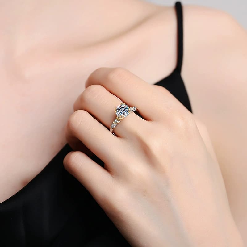 Luna Series · Two-Tone Crown Solitaire Ring — 925 Sterling Silver — image 2