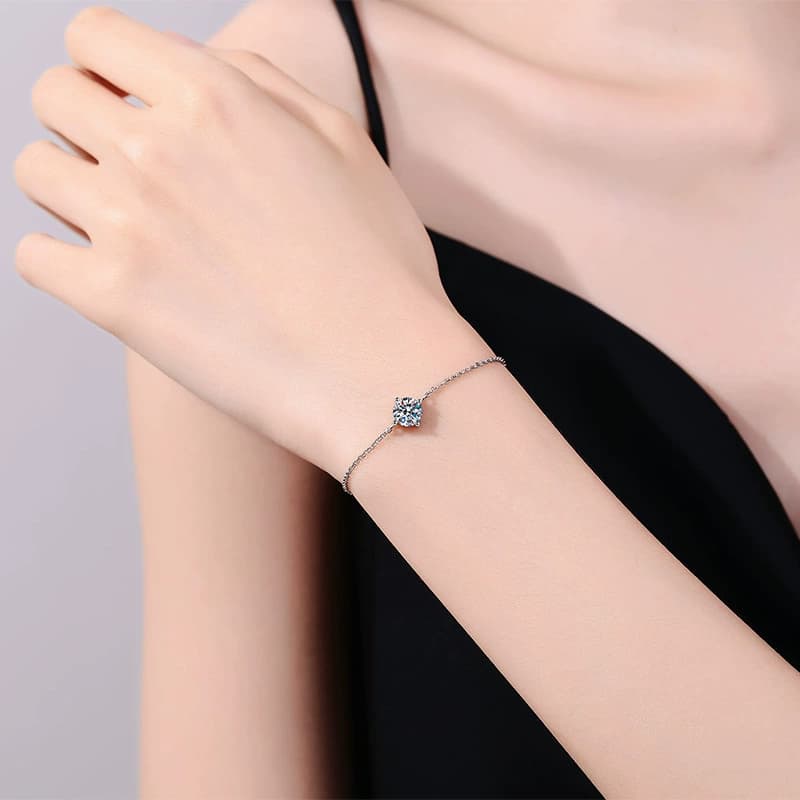 Luna Series · Adjustable Solitaire Chain Bracelet — 925 Sterling Silver — image 2