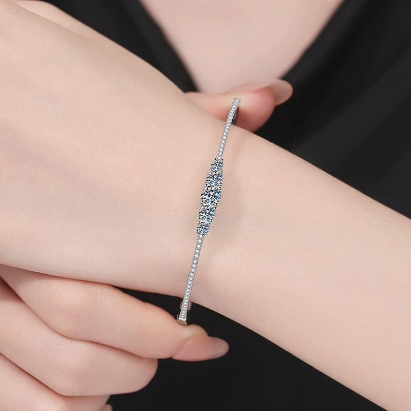 Luna Series · Pavé Bangle Bracelet — 925 Sterling Silver — image 2
