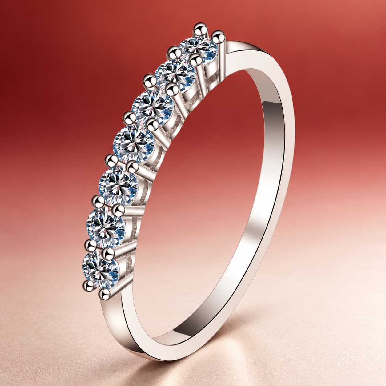 Luna Series · Seven-Stone Row Ring — Sterling Silver — image 1