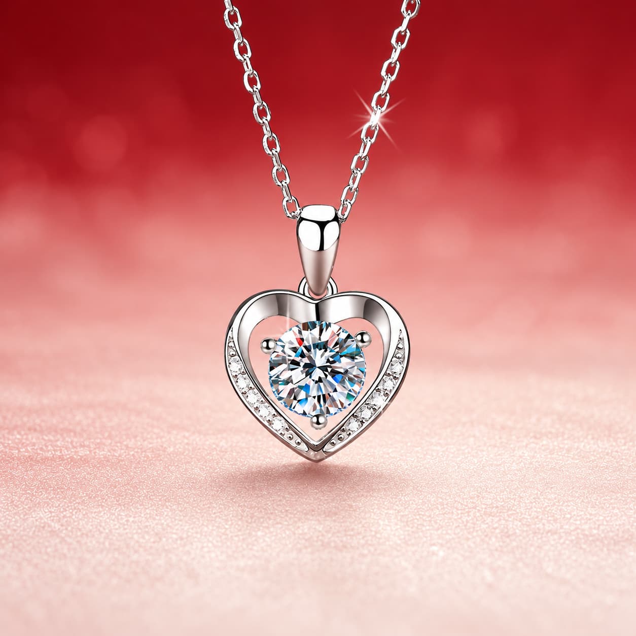 Luna Series · Open Heart Moissanite Pendant Necklace — Sterling Silver — image 1