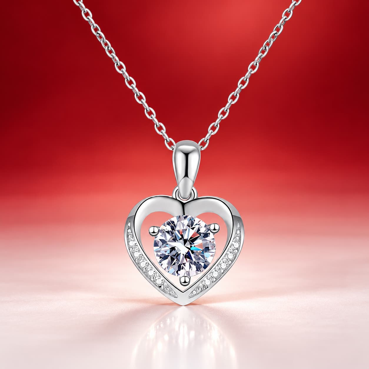 Luna Series · Open Heart Moissanite Pendant Necklace — Sterling Silver — image 4