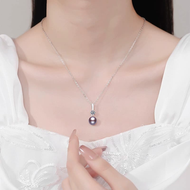 Luna Series · Pearl Drop Pendant Necklace — Sterling Silver — image 2