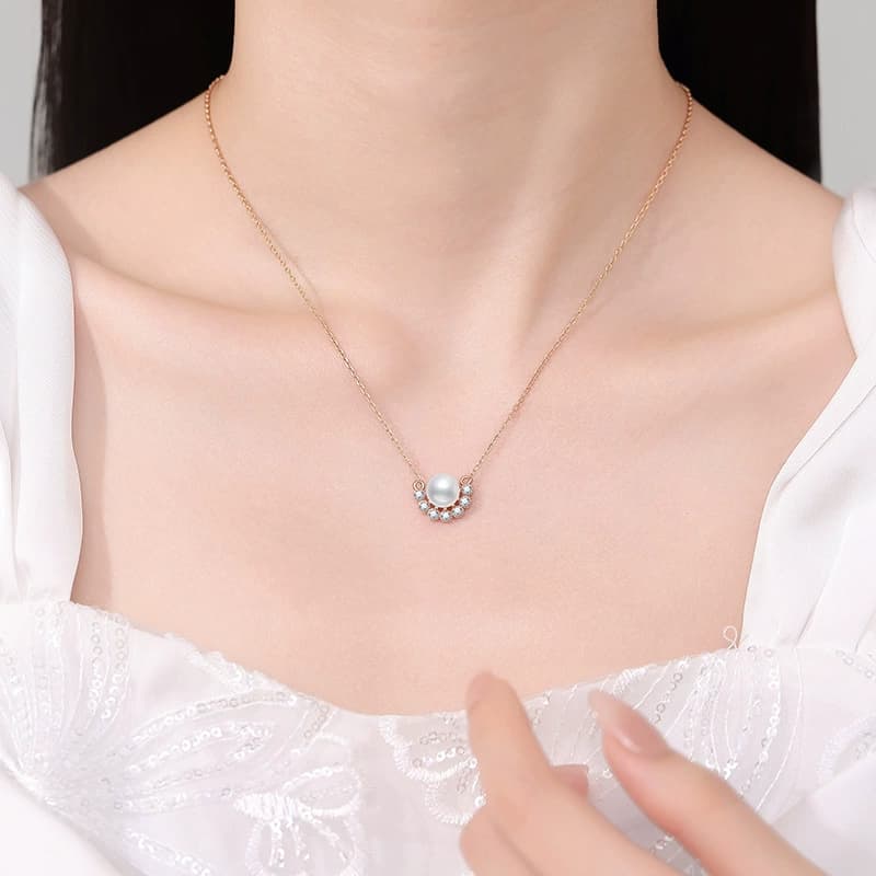 Luna Series · Pearl Smile Pendant Necklace — Sterling Silver — image 2