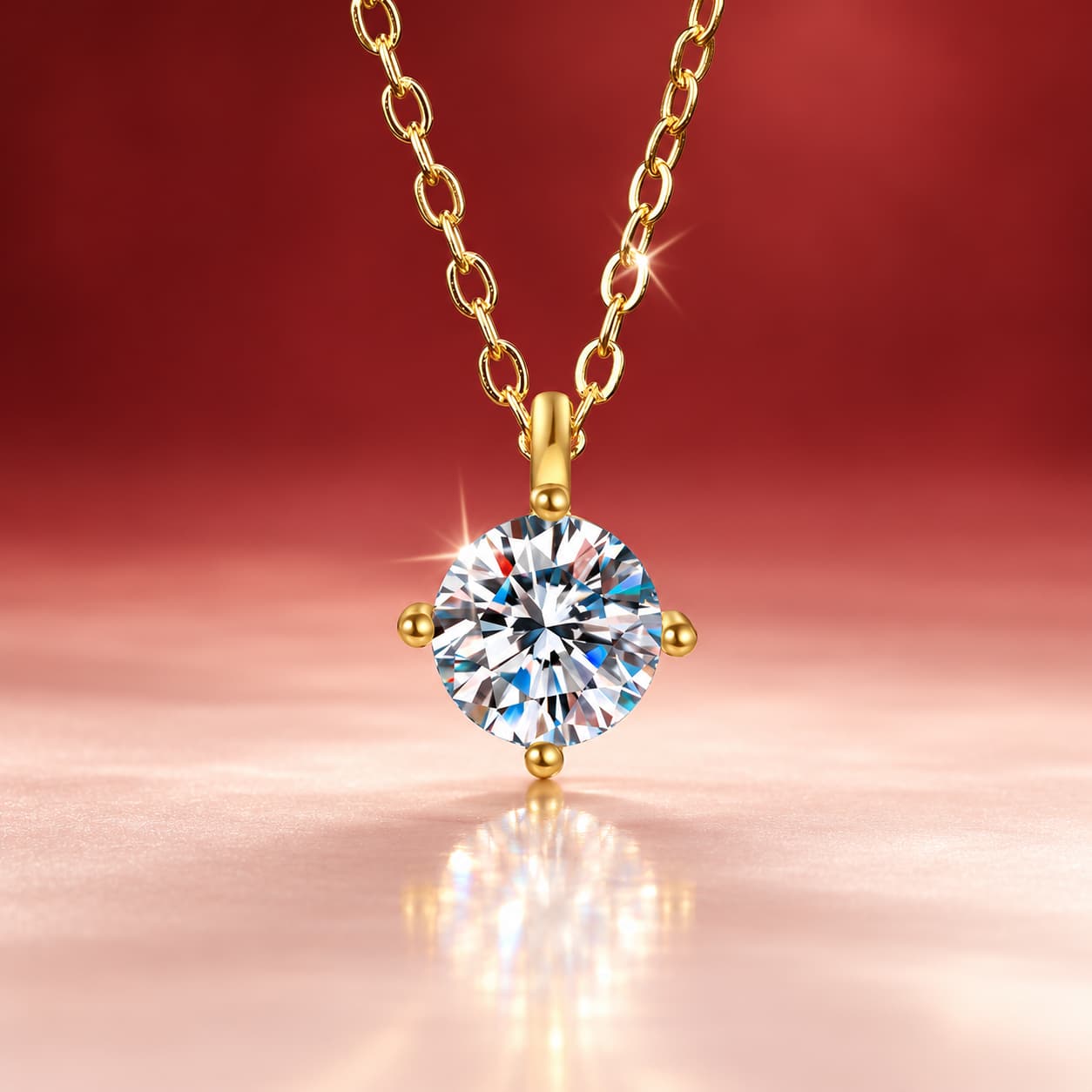 Luna Series · Four-Prong Solitaire Pendant Necklace — Sterling Silver — image 1