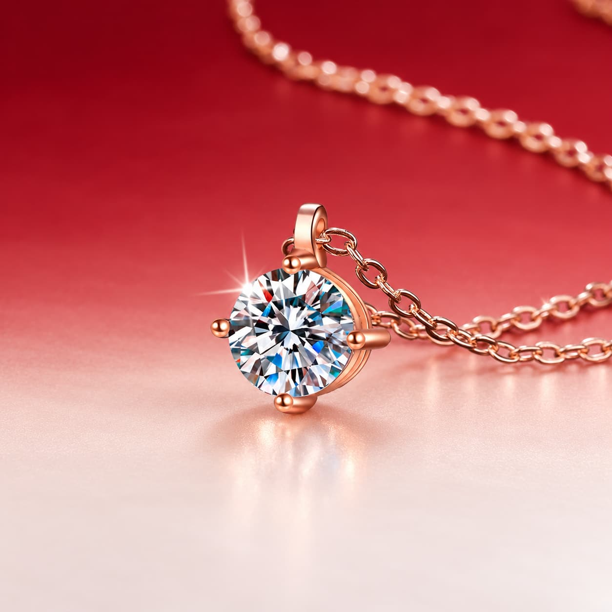 Luna Series · Four-Prong Solitaire Pendant Necklace — Sterling Silver — image 3