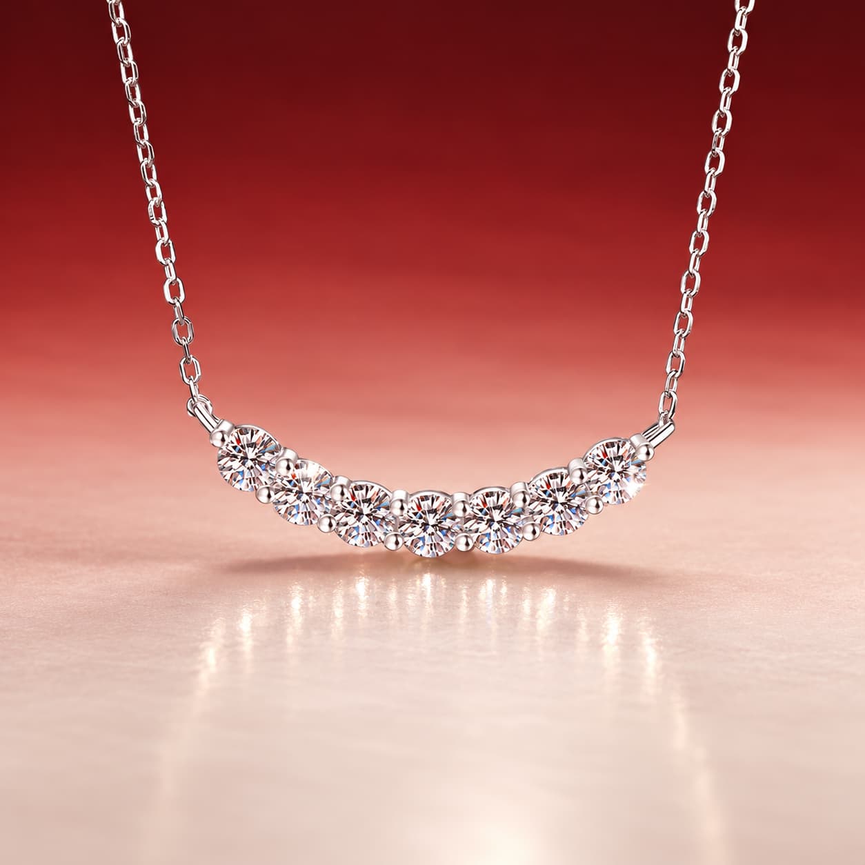 Luna Series · Seven-Row Smile Pendant Necklace — Sterling Silver — image 1