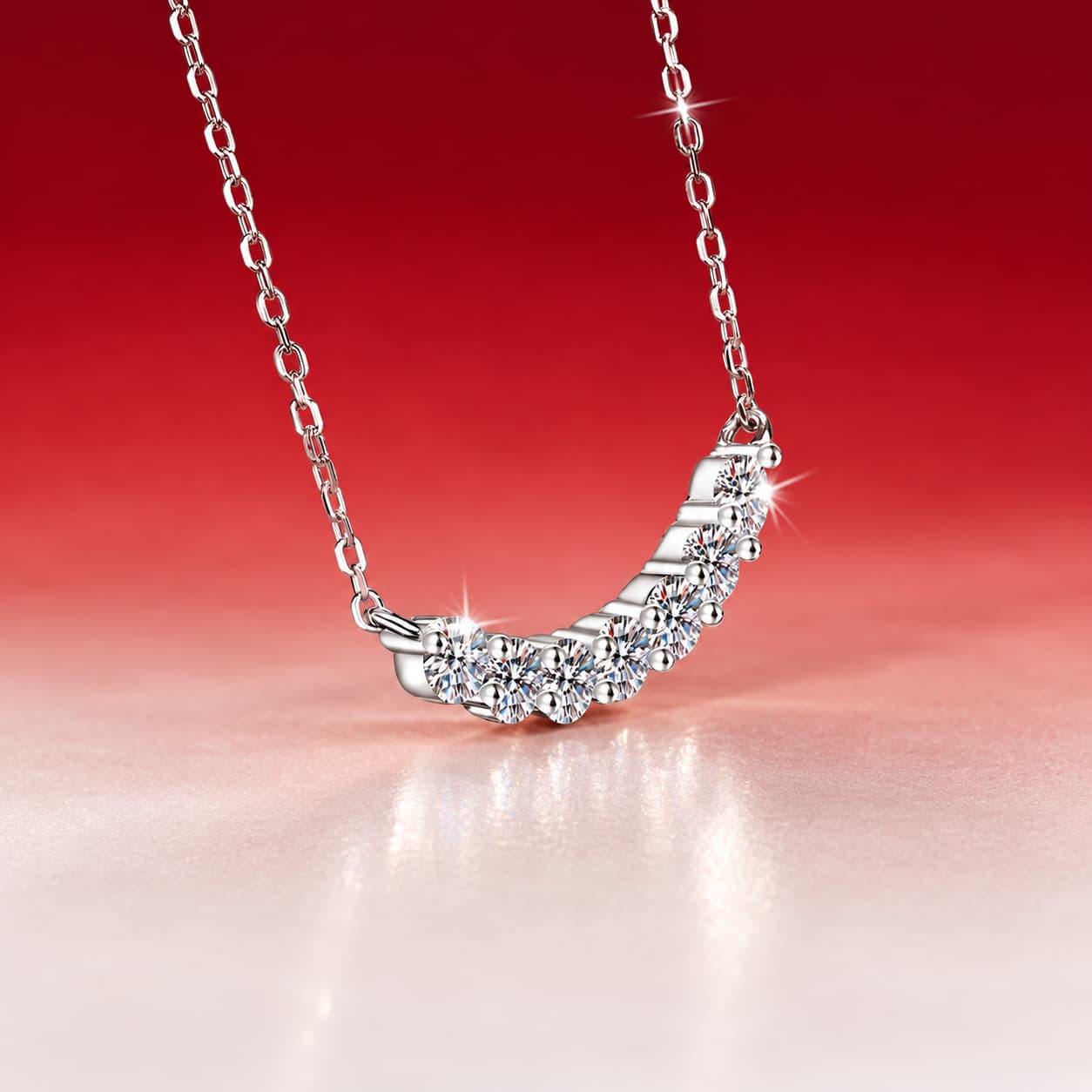 Luna Series · Seven-Row Smile Pendant Necklace — Sterling Silver — image 3
