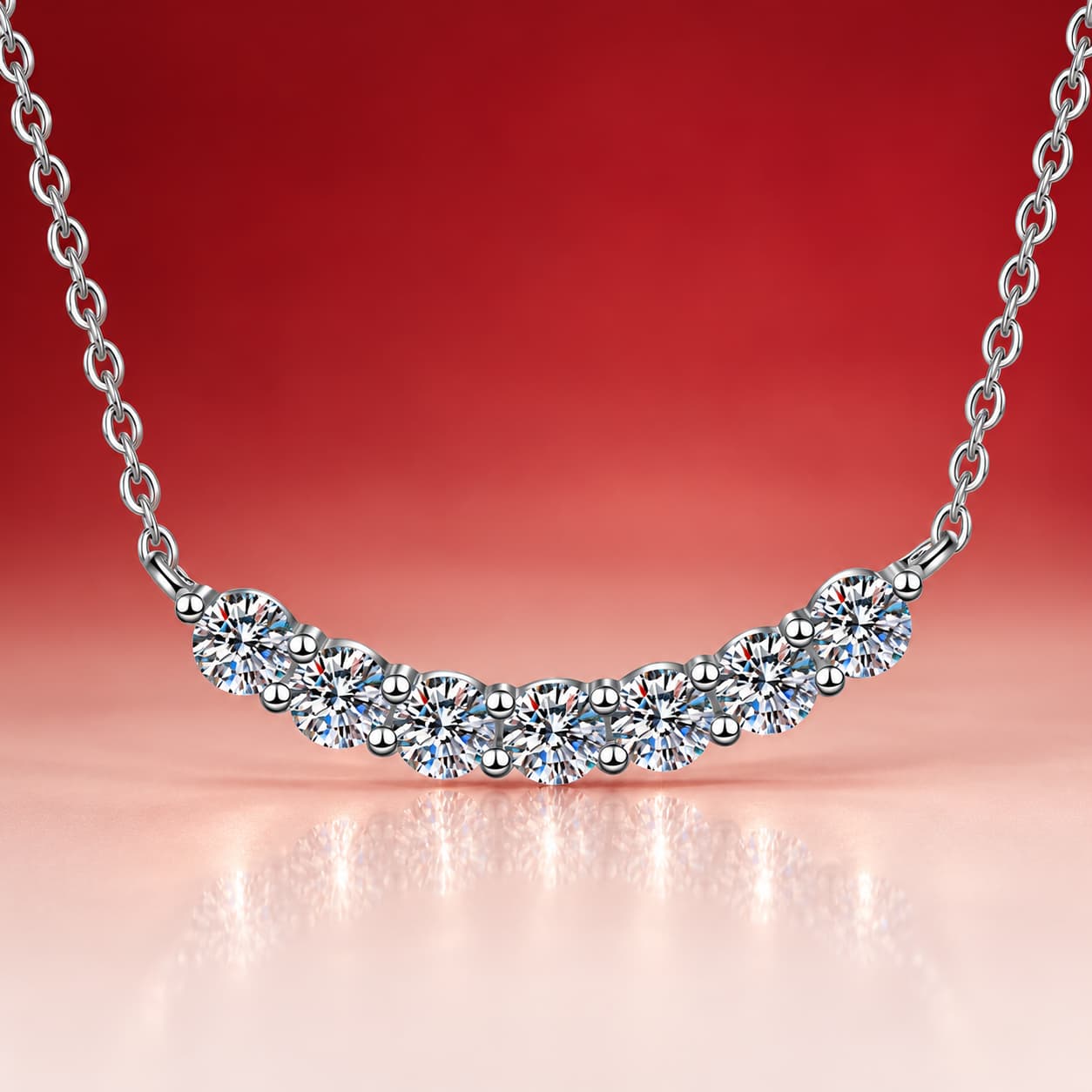 Luna Series · Seven-Row Smile Pendant Necklace — Sterling Silver — image 4