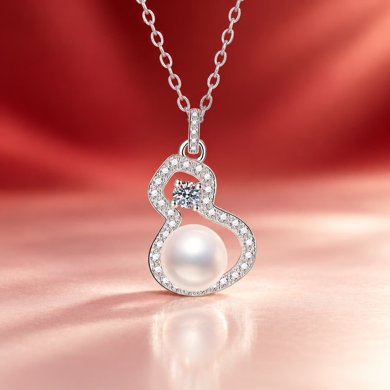 Luna Series · Pearl Gourd Pendant Necklace — Sterling Silver — image 1