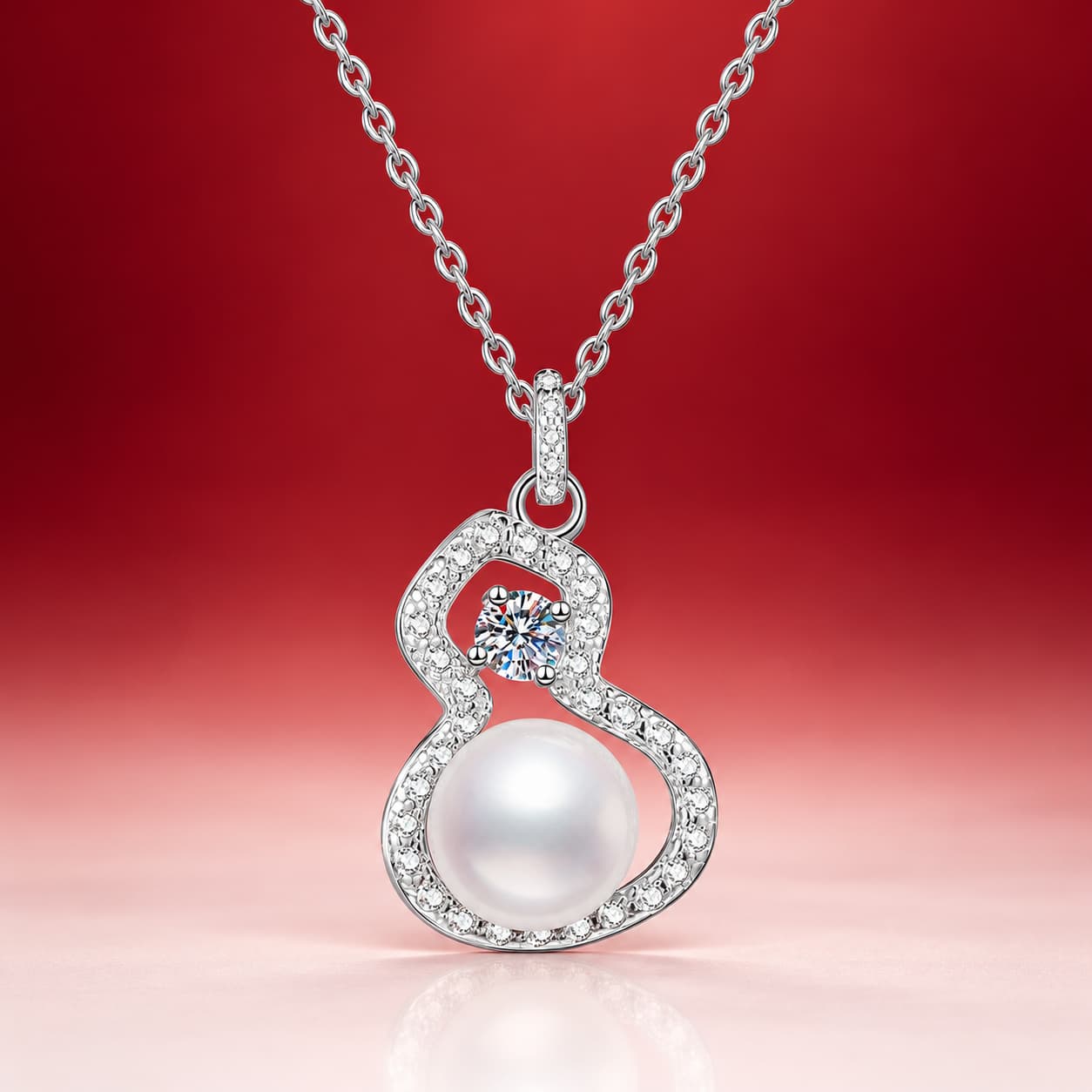 Luna Series · Pearl Gourd Pendant Necklace — Sterling Silver — image 4