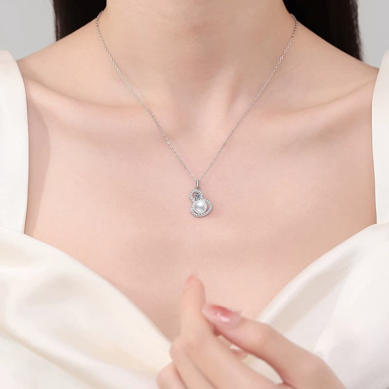 Luna Series · Pearl Gourd Pendant Necklace — Sterling Silver — image 2