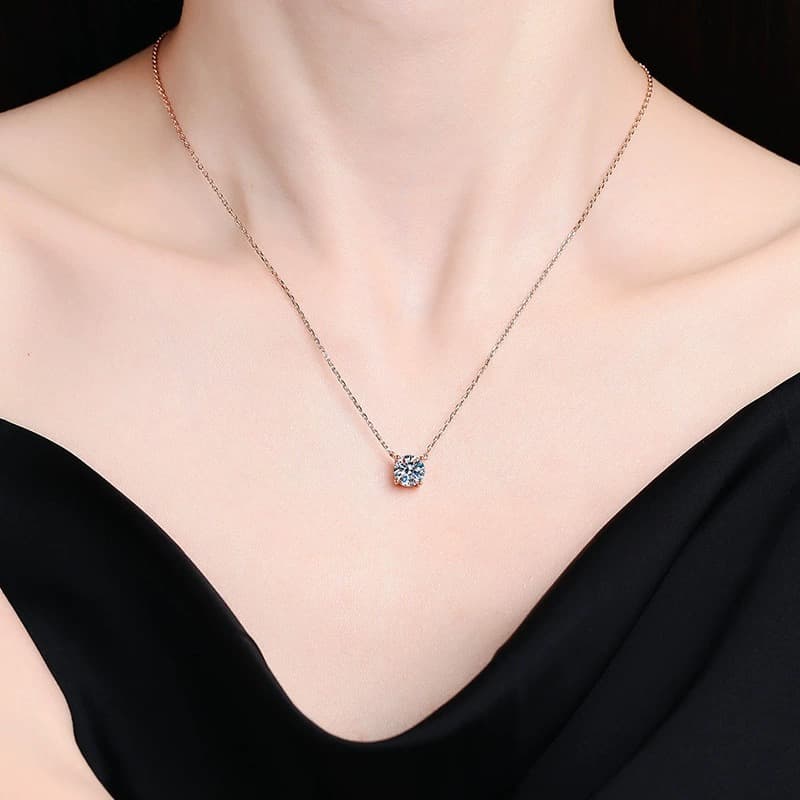 Sol Series · Four-Prong Solitaire Necklace — Sterling Silver Setting — image 2