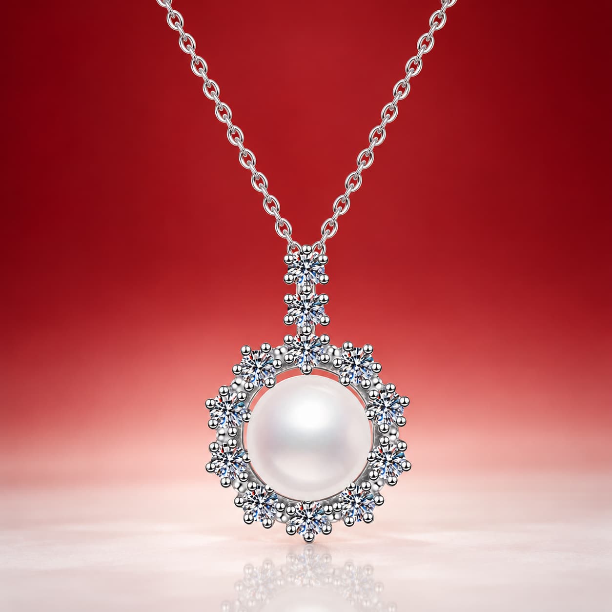Luna Series · Pearl Sunburst Pendant Necklace — Sterling Silver — image 4
