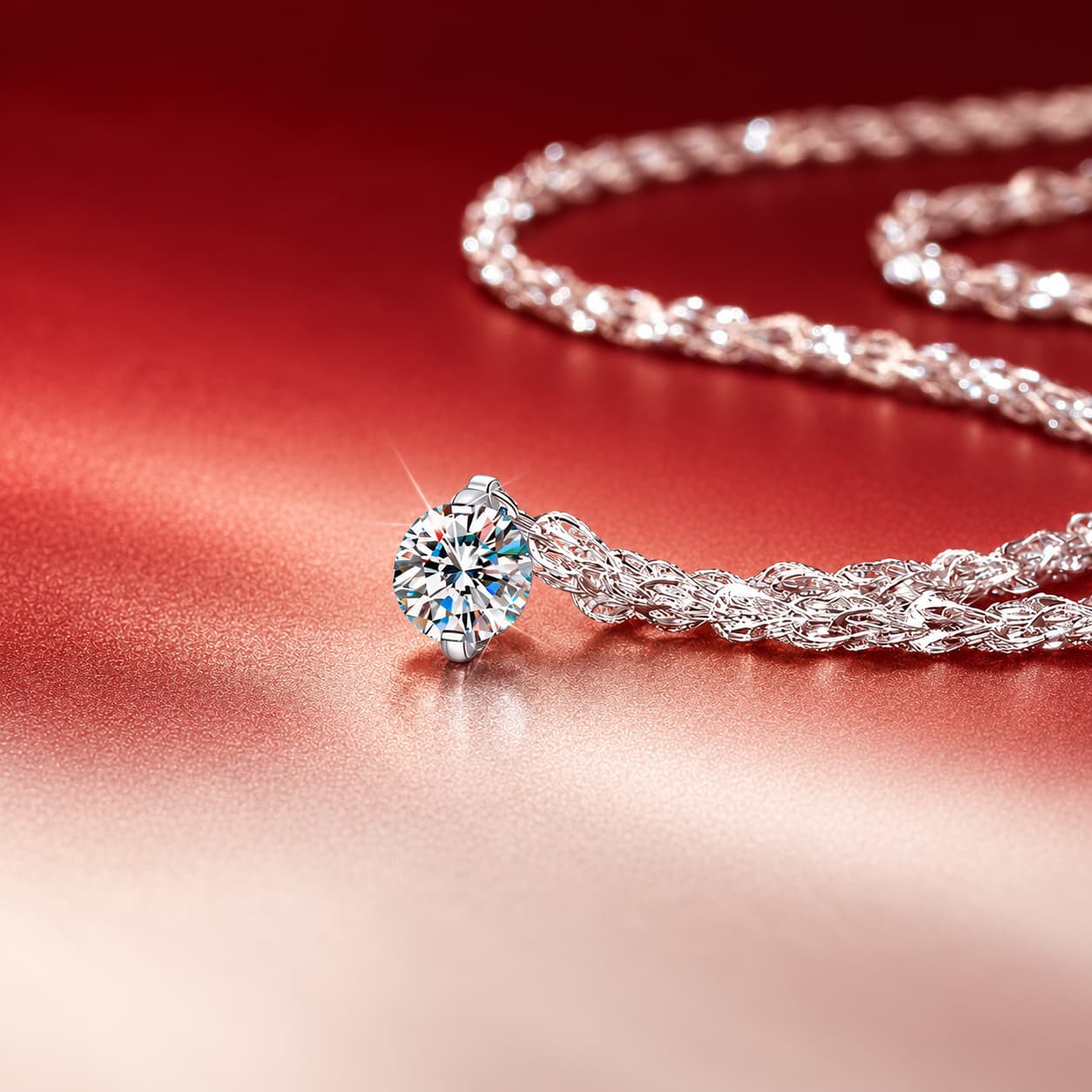 Luna Series · Four-Prong Solitaire Pendant Necklace — Sterling Silver — image 1