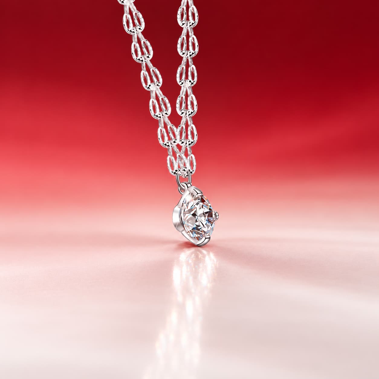 Luna Series · Four-Prong Solitaire Pendant Necklace — Sterling Silver — image 3