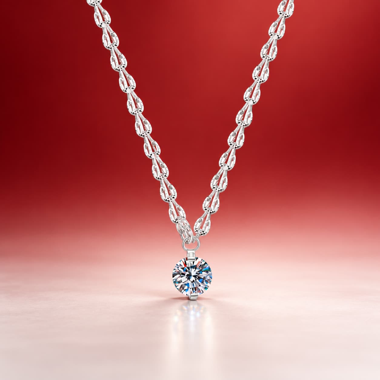 Luna Series · Four-Prong Solitaire Pendant Necklace — Sterling Silver — image 4