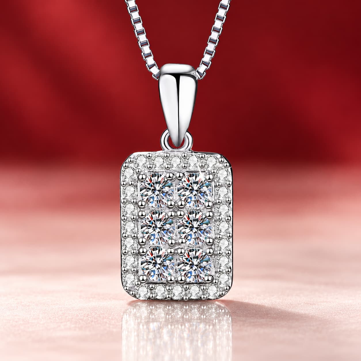 Luna Series · Pavé Rectangle Pendant Necklace — Sterling Silver — image 1