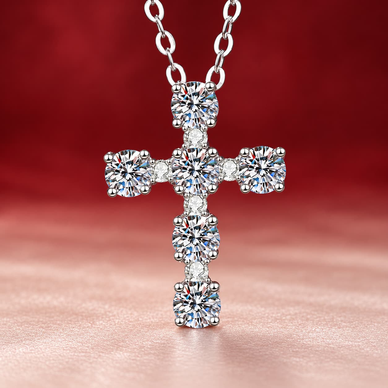 Stella Series · Pavé Cross Pendant Necklace — Sterling Silver — image 1