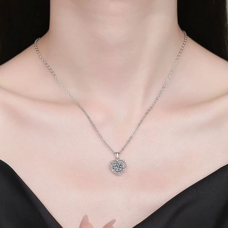 Luna Series · Open Heart Solitaire Pendant Necklace — Sterling Silver — image 2