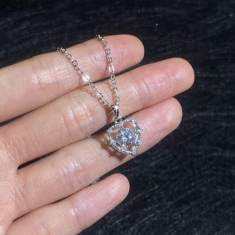 Luna Series · Open Heart Solitaire Pendant Necklace — Sterling Silver — image 3