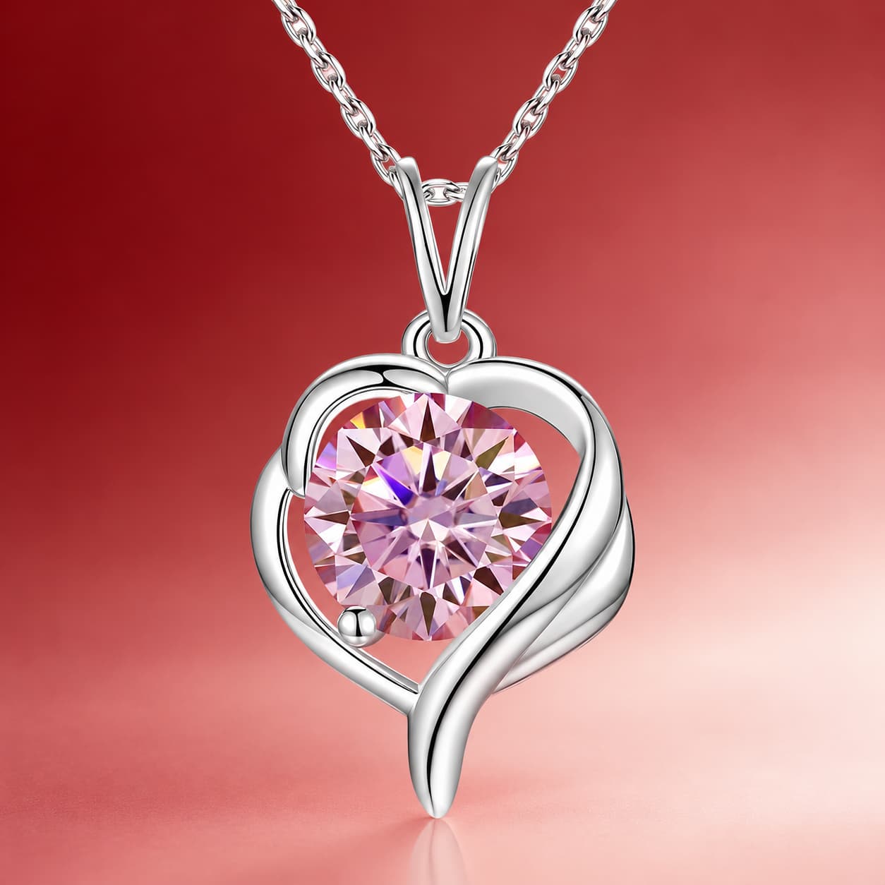 Luna Series · Coloured Heart Solitaire Pendant Necklace — Sterling Silver — image 1