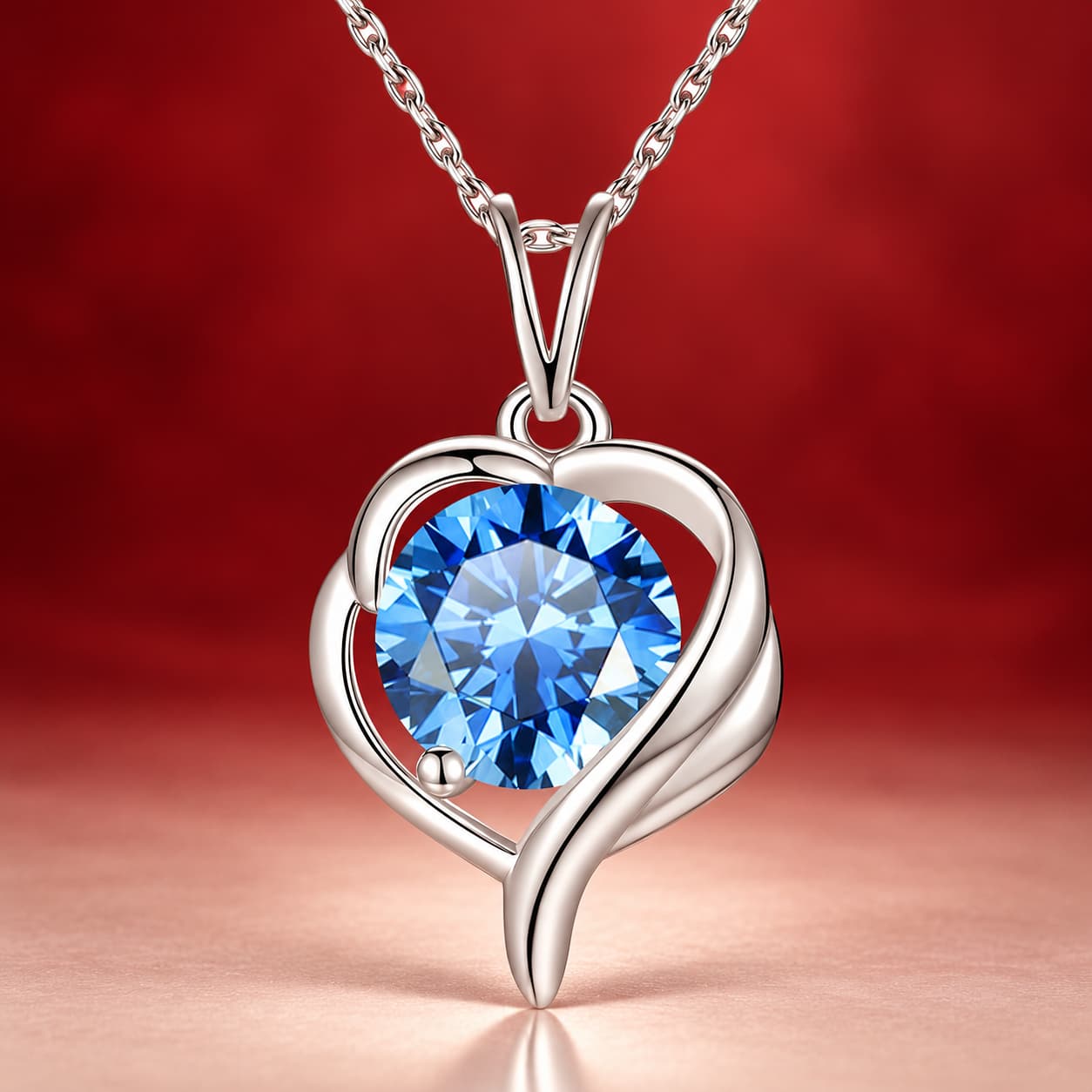 Luna Series · Coloured Heart Solitaire Pendant Necklace — Sterling Silver — image 3
