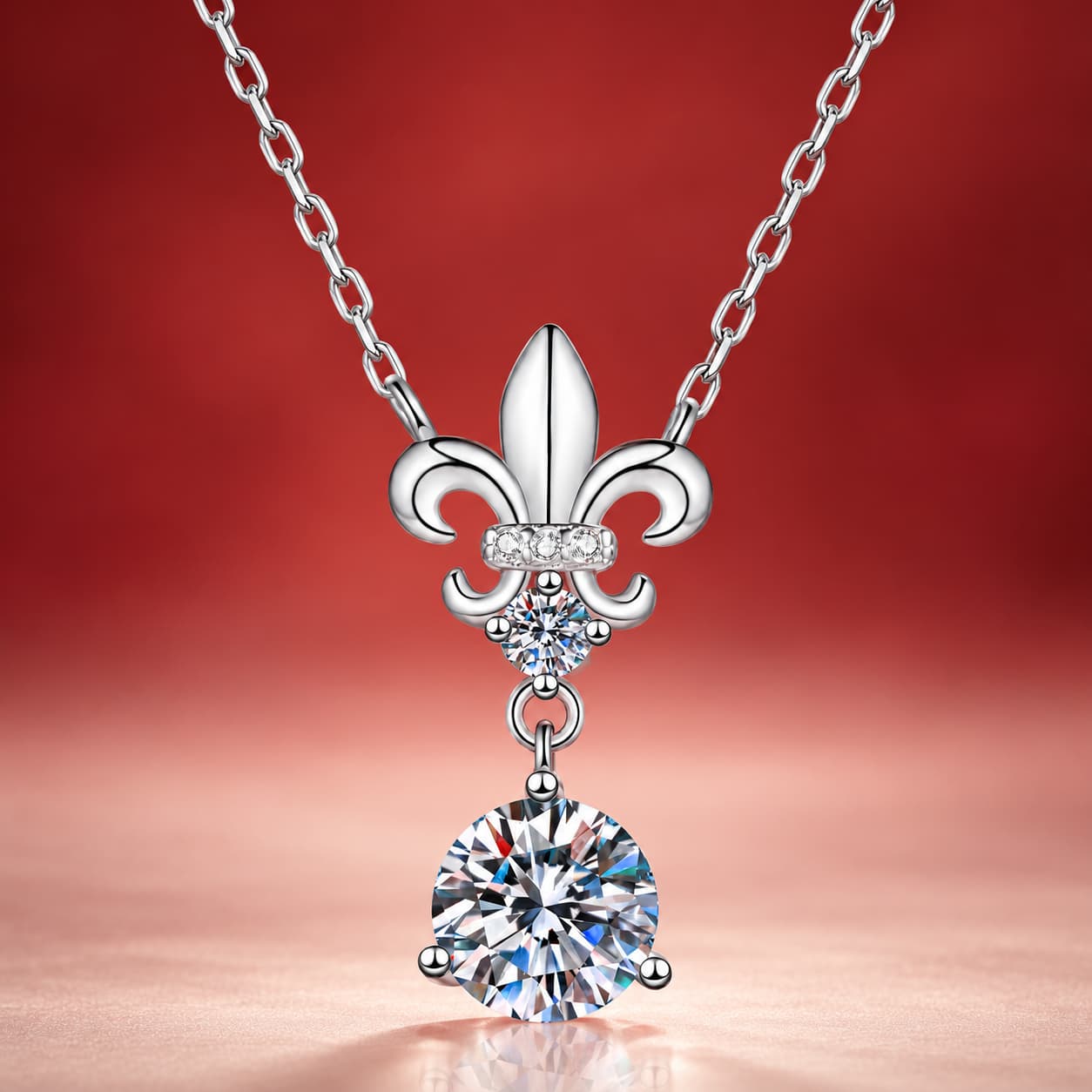 Luna Series · Fleur-de-Lis Drop Pendant Necklace — Sterling Silver — image 4