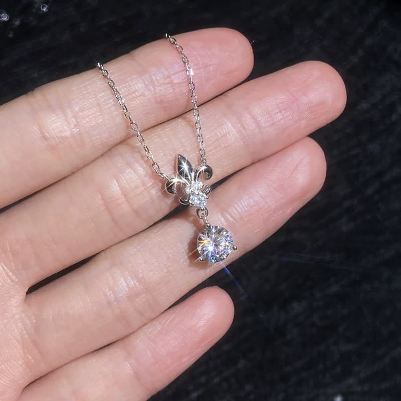 Luna Series · Fleur-de-Lis Drop Pendant Necklace — Sterling Silver — image 3