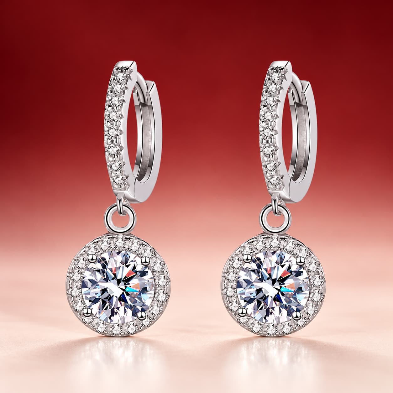 Luna Series · Halo-Cluster Drop Earrings — 925 Sterling Silver — image 4