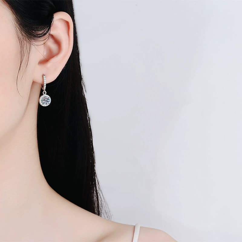 Luna Series · Halo-Cluster Drop Earrings — 925 Sterling Silver — image 2