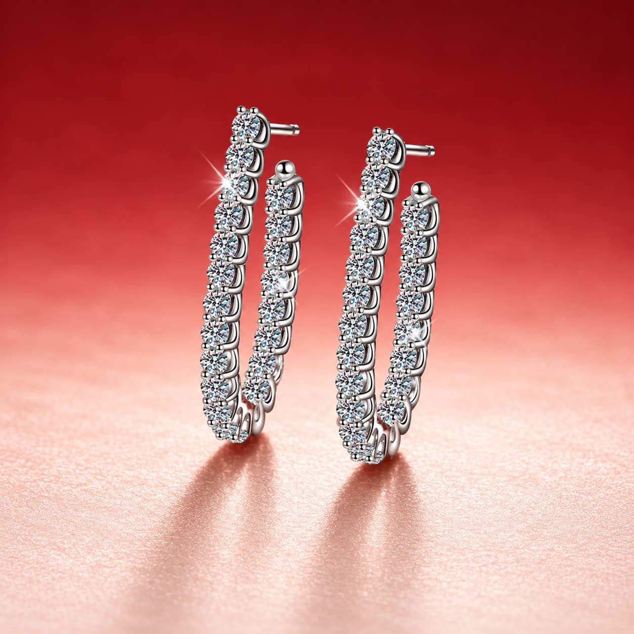 Luna Series · Double-Row Pavé Huggie Earrings — 925 Sterling Silver — image 1