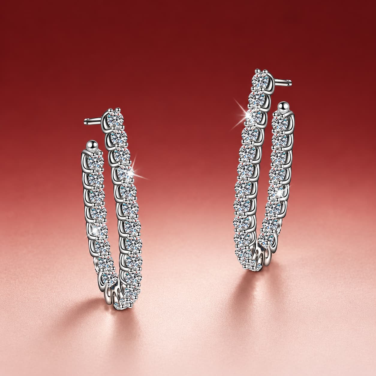 Luna Series · Double-Row Pavé Huggie Earrings — 925 Sterling Silver — image 3
