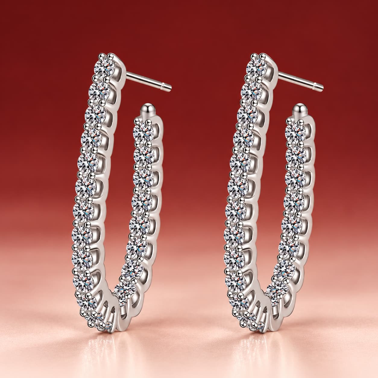 Luna Series · Double-Row Pavé Huggie Earrings — 925 Sterling Silver — image 4