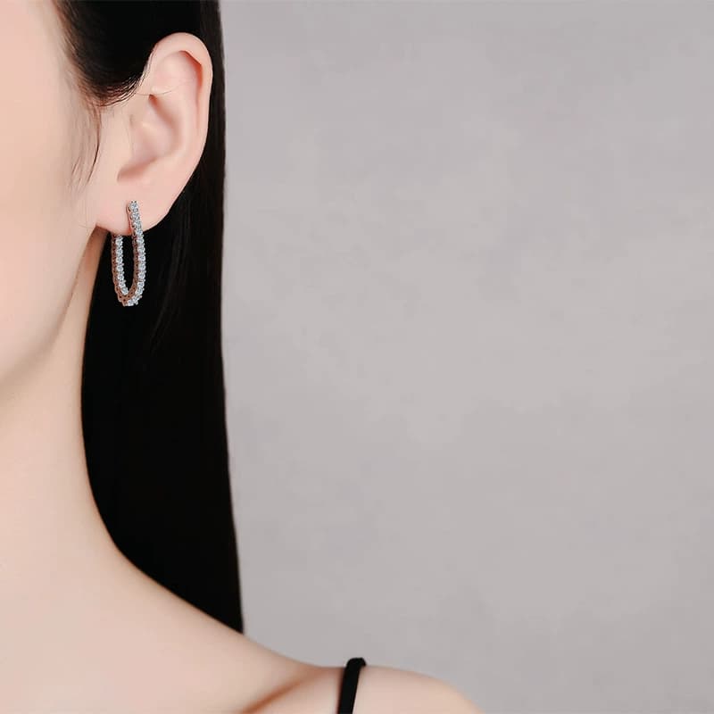 Luna Series · Double-Row Pavé Huggie Earrings — 925 Sterling Silver — image 2