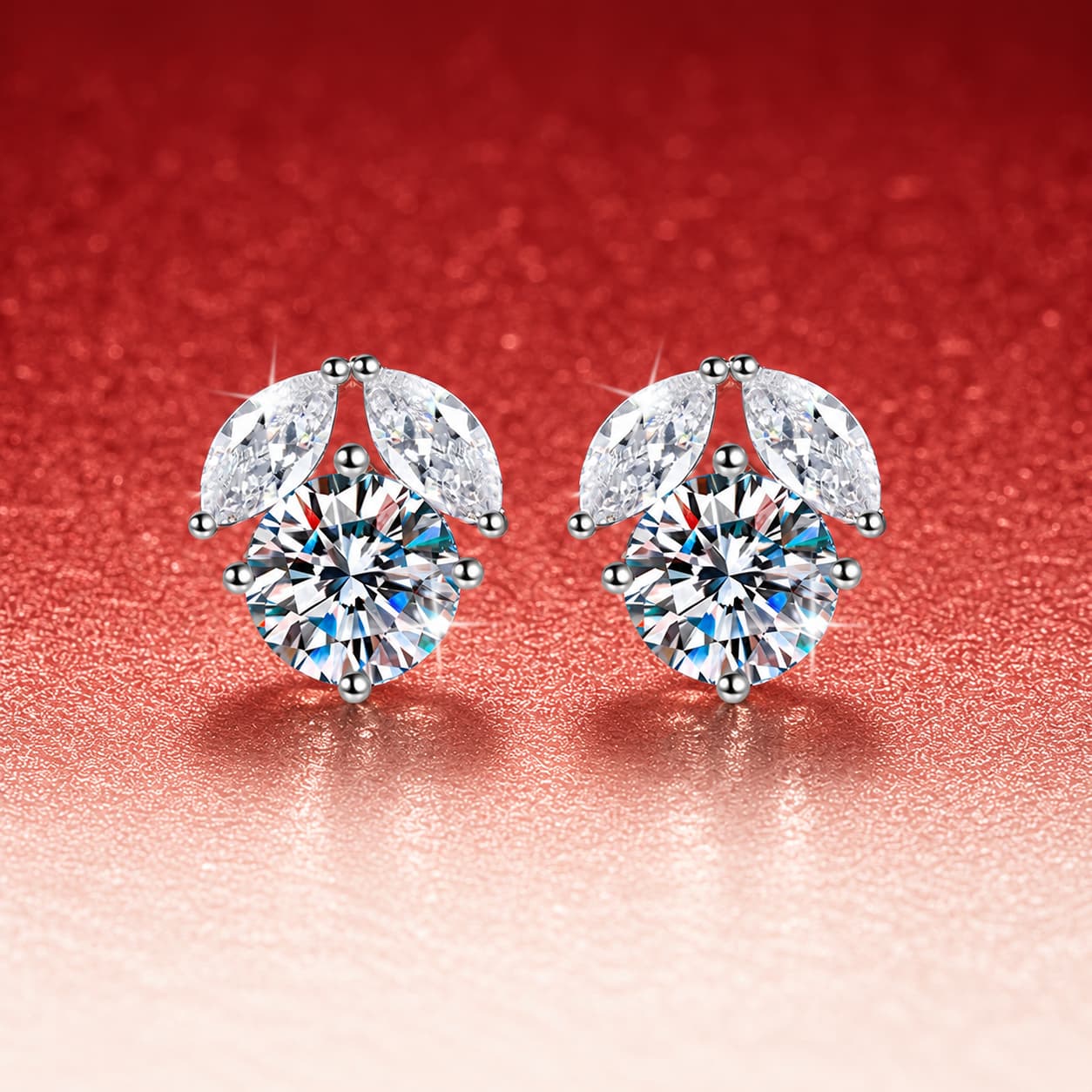 Luna Series · Four-Prong Solitaire Stud Earrings — Sterling Silver — image 1