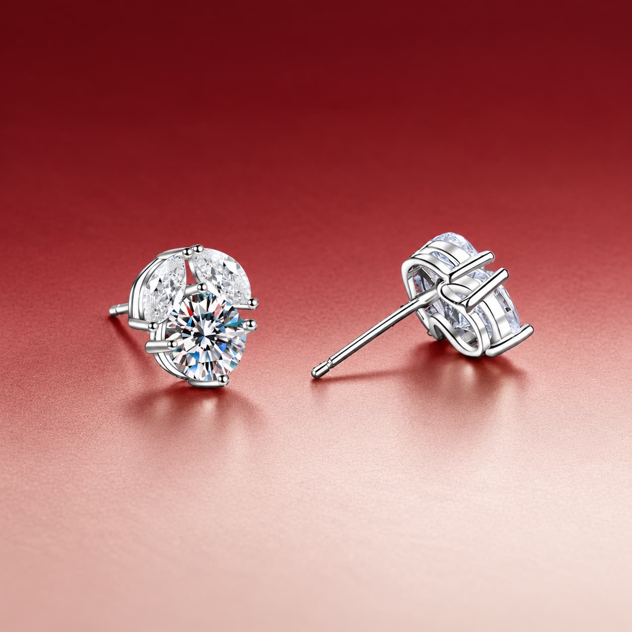 Luna Series · Four-Prong Solitaire Stud Earrings — Sterling Silver — image 3