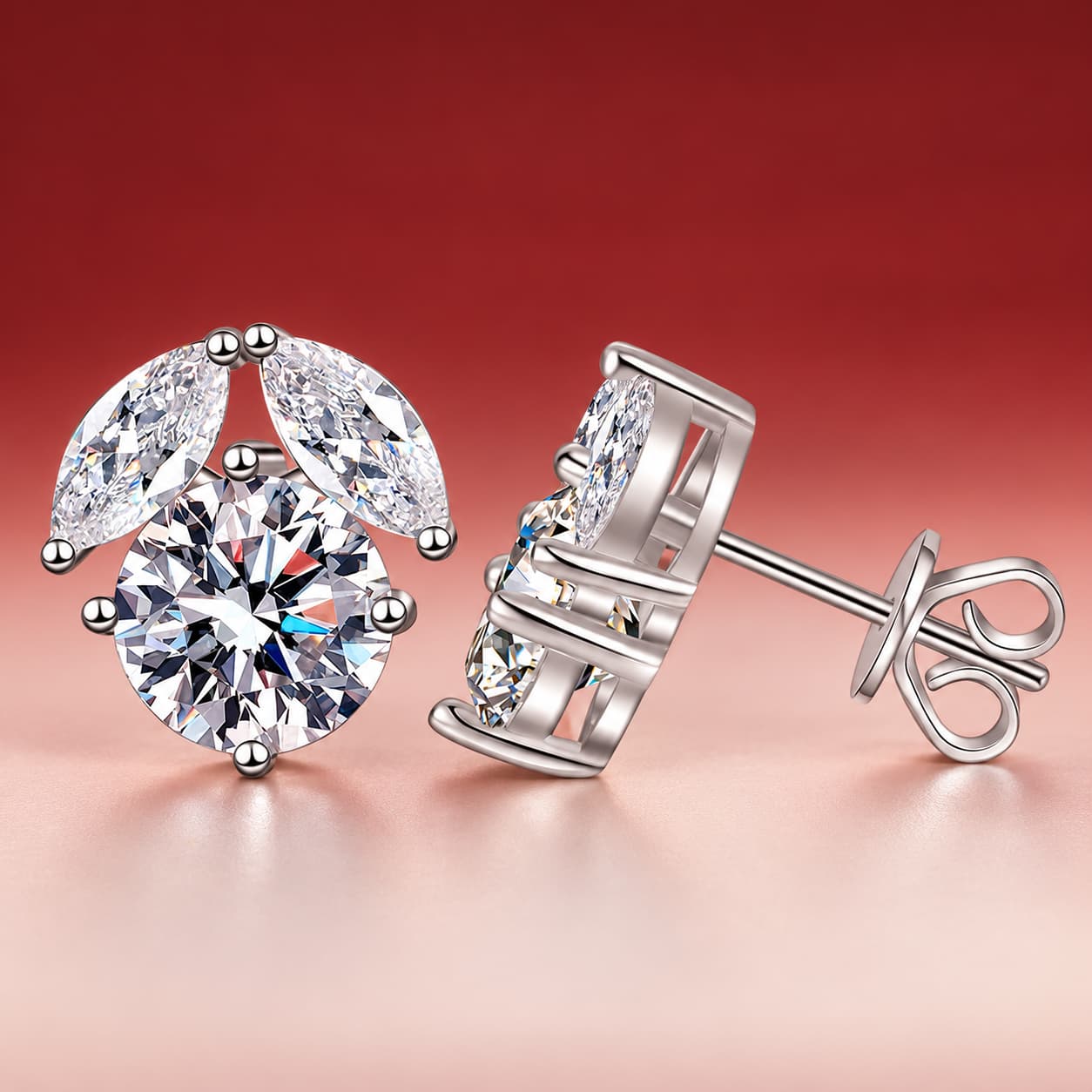 Luna Series · Four-Prong Solitaire Stud Earrings — Sterling Silver — image 4