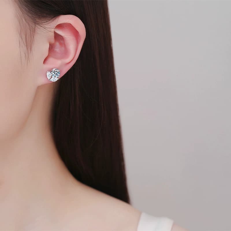 Luna Series · Four-Prong Solitaire Stud Earrings — Sterling Silver — image 2