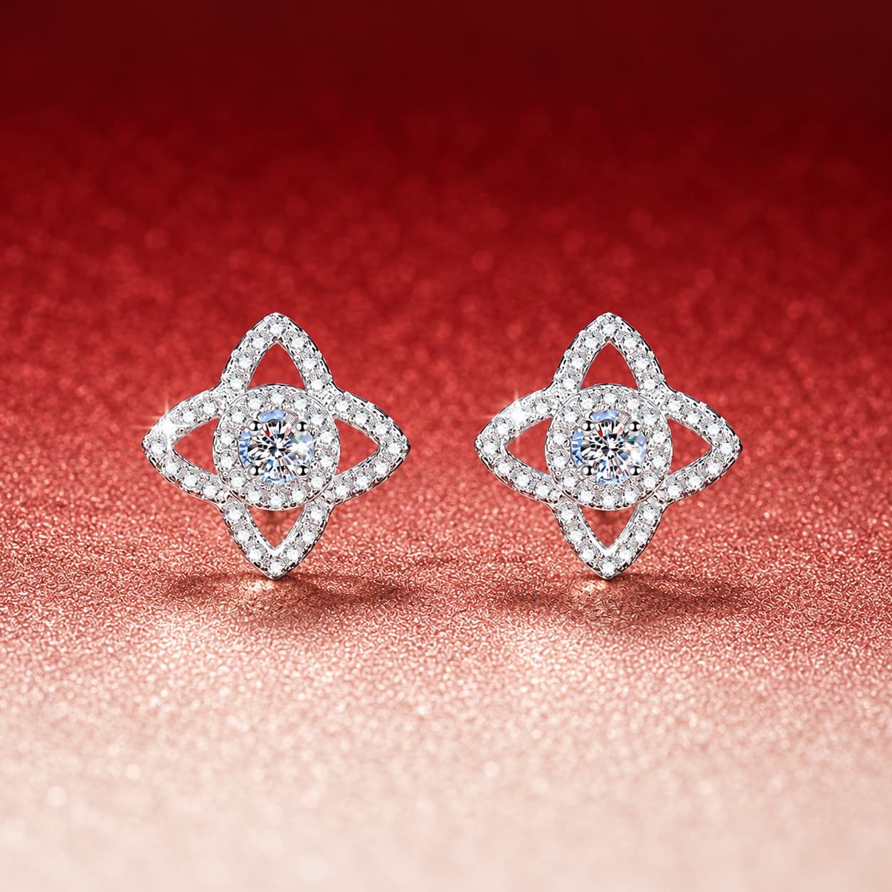 Luna Series · Star-Flower Halo Stud Earrings — Sterling Silver — image 1