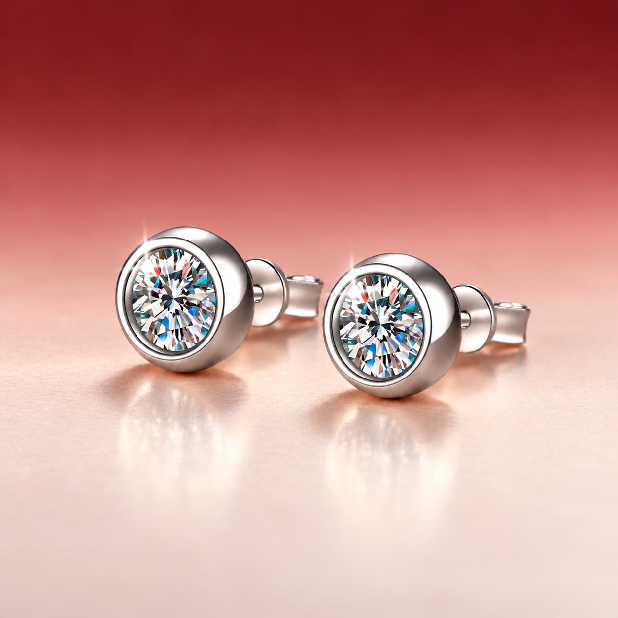 Luna Series · Rounded-Bezel Stud Earrings — Sterling Silver — image 3