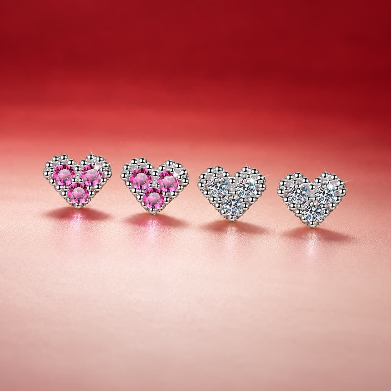 Luna Series · Heart-Frame Stud Earrings — 925 Sterling Silver — image 1