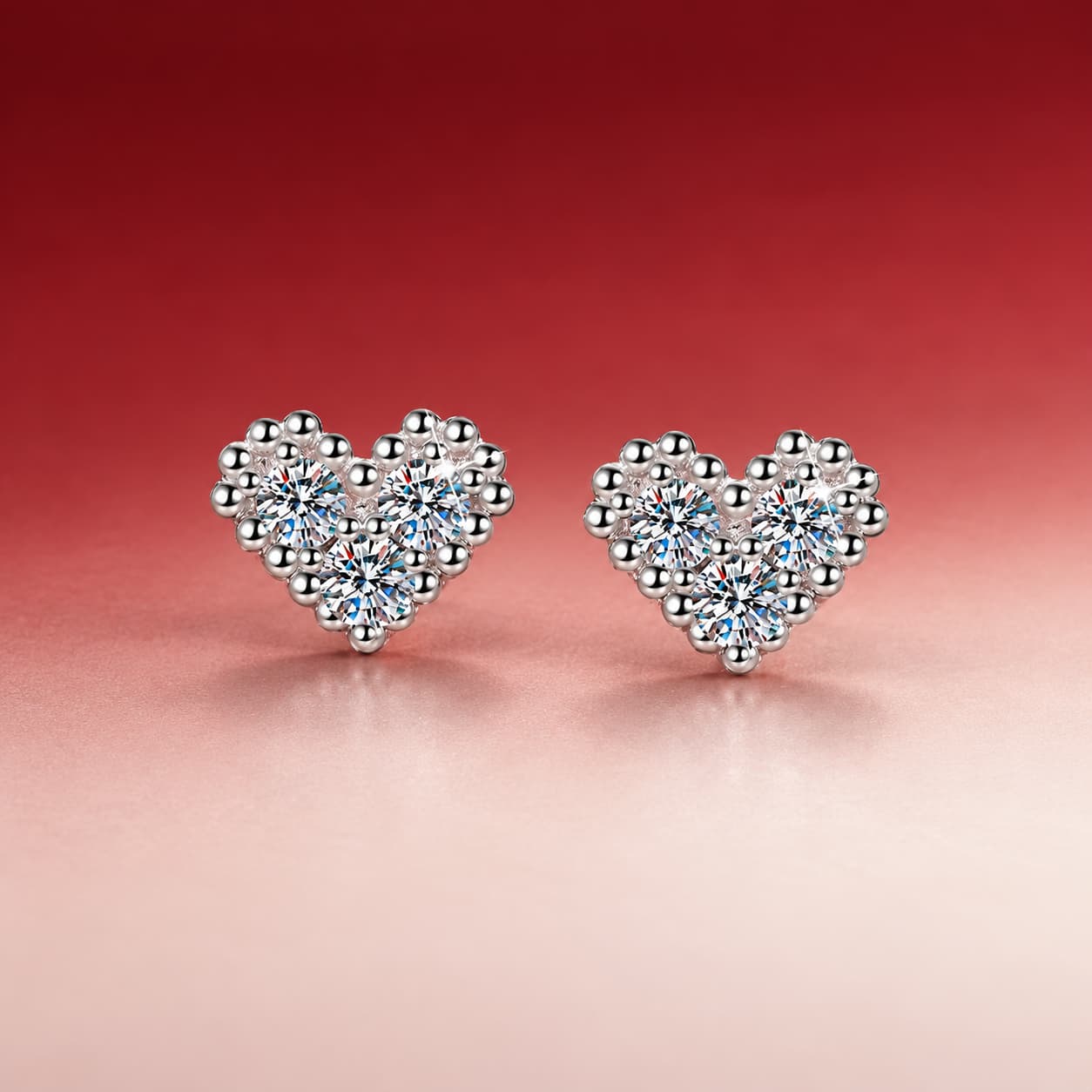 Luna Series · Heart-Frame Stud Earrings — 925 Sterling Silver — image 3